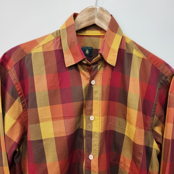 VTG Robert Talbott Shirt Long Sleeve Button Down Multicolor Plaid Mens Size M - Picture 2 of 13